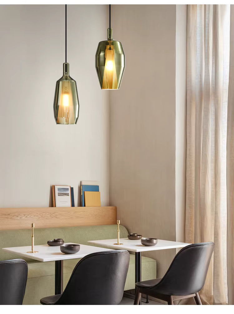 Modern Simple Creative Coloured Glass Hanging Line Chandelier