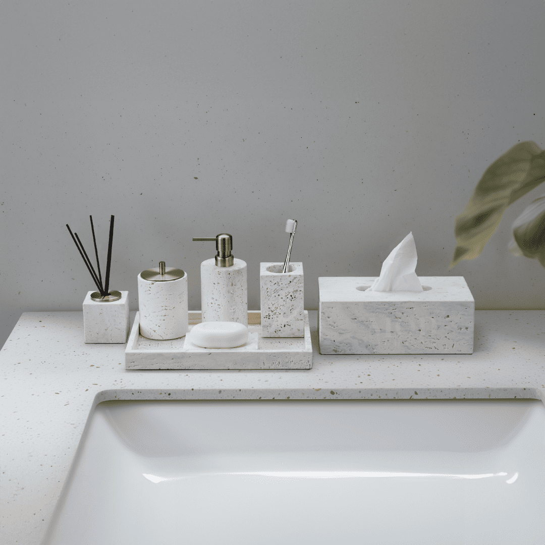 Alabaster Travertine Stone Tissue Box
