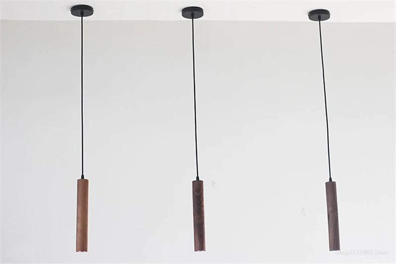 Lava Walnut LED Wood Pendant Hanging Lamp