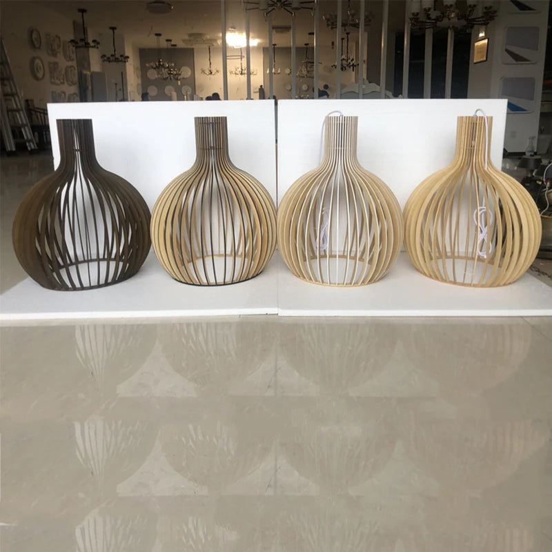 Nordic Wood Birdcage Pendant Light