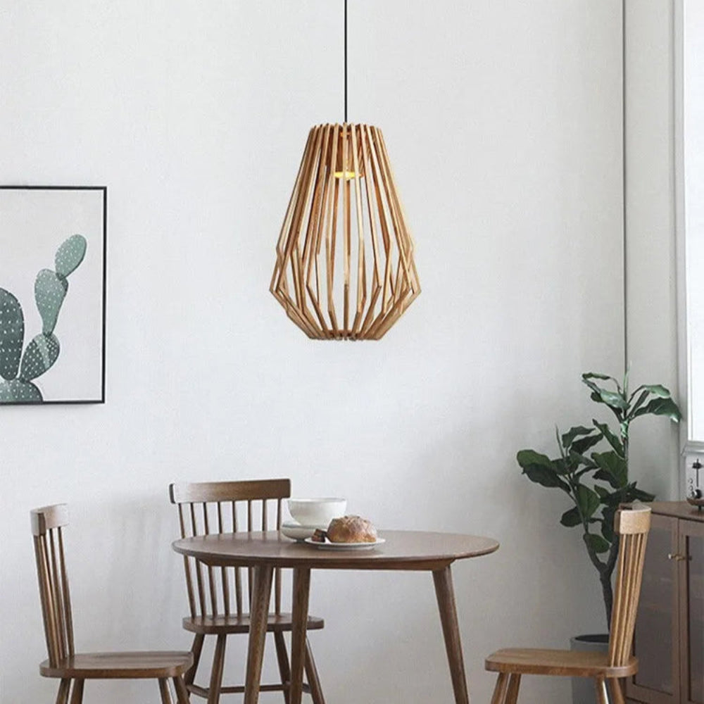 Artsy Solid Wood Cage Chandelier Pendant Lamp