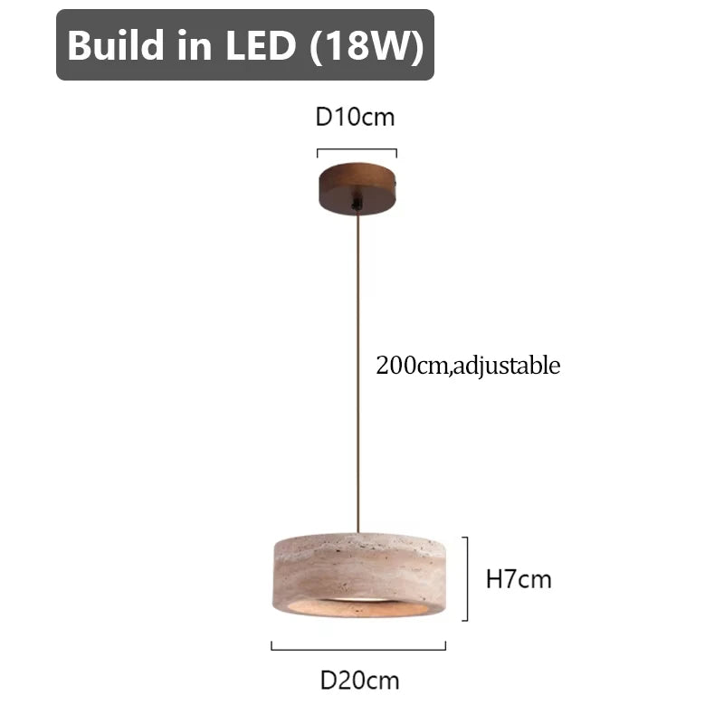 Modern Travertine Natural Yellow Stone LED Hanging Lamp