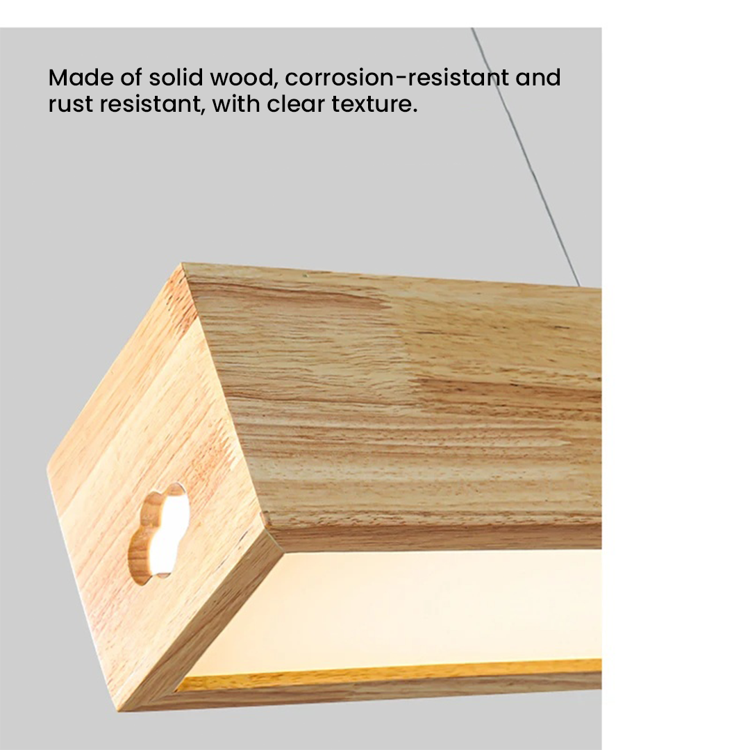 Seoul Modern LED Wood Rectangular Chandelier Light