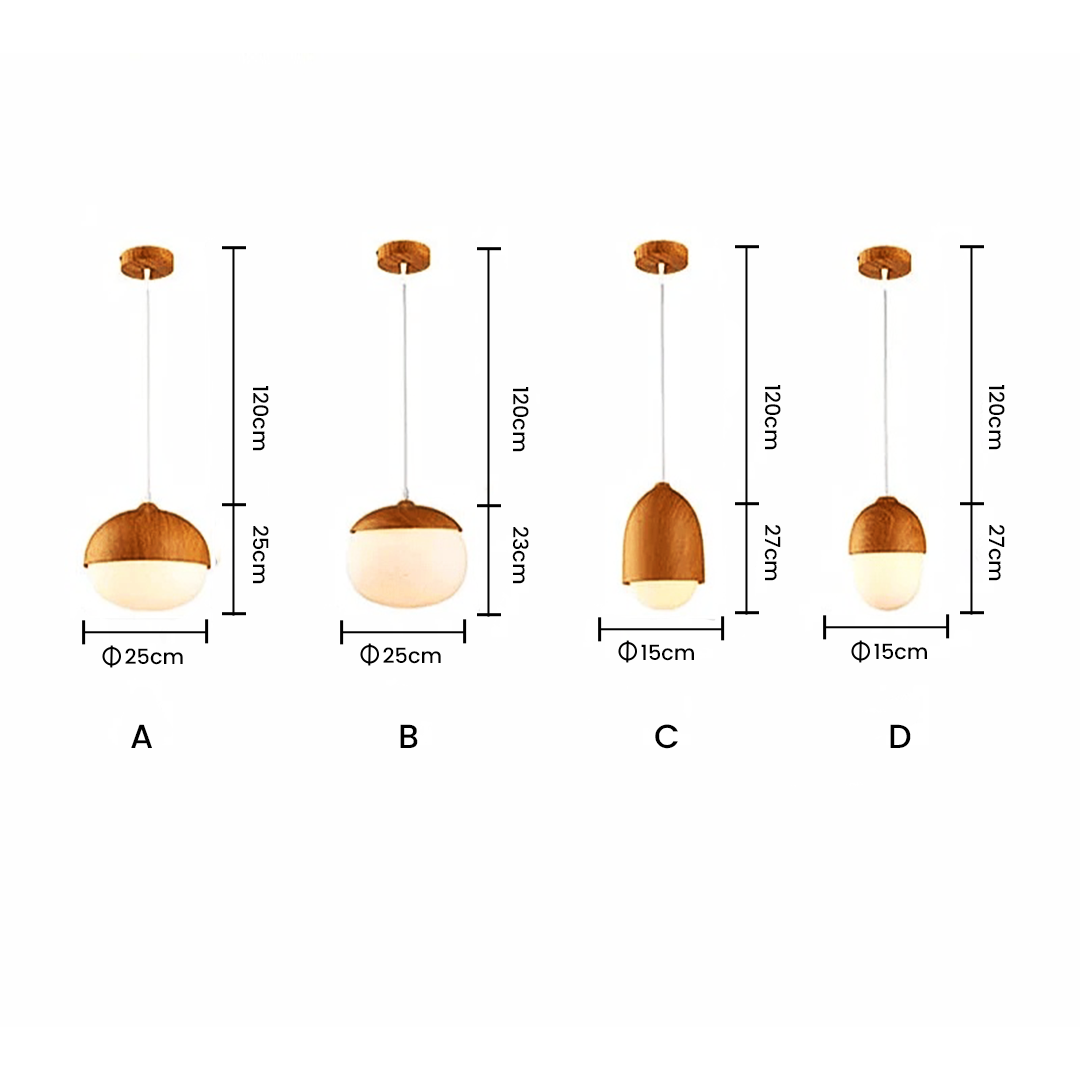 Nordic Nut Wood Grain Glass Pendant Lamp