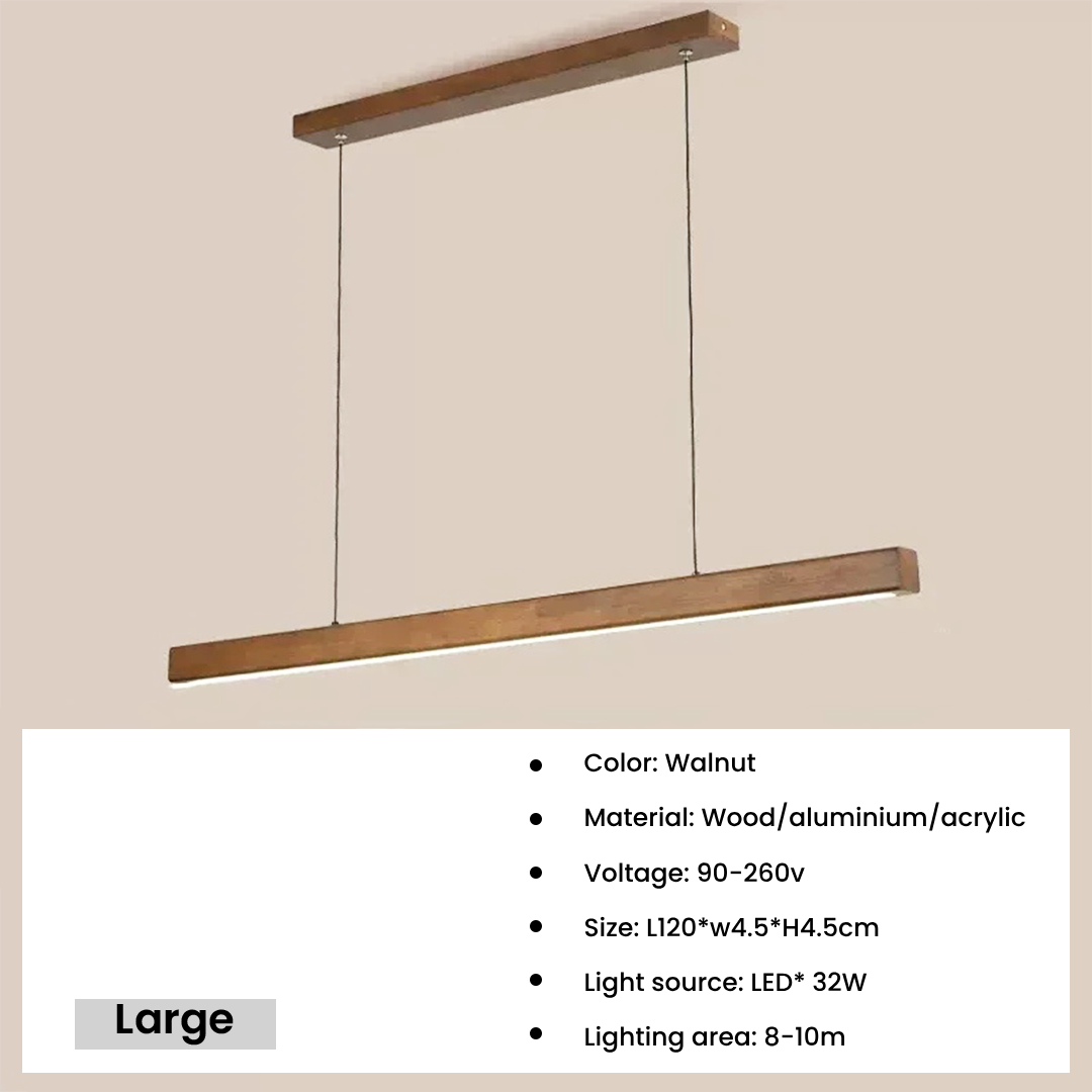Senomi Modern wooden Long Strip LED Pendant Light