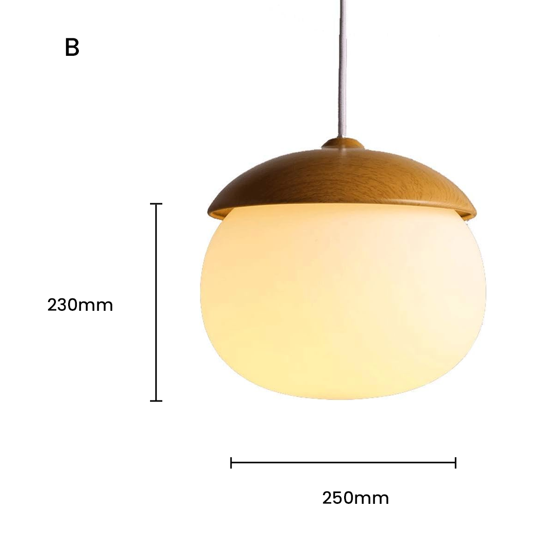Nordic Nut Wood Grain Glass Pendant Lamp