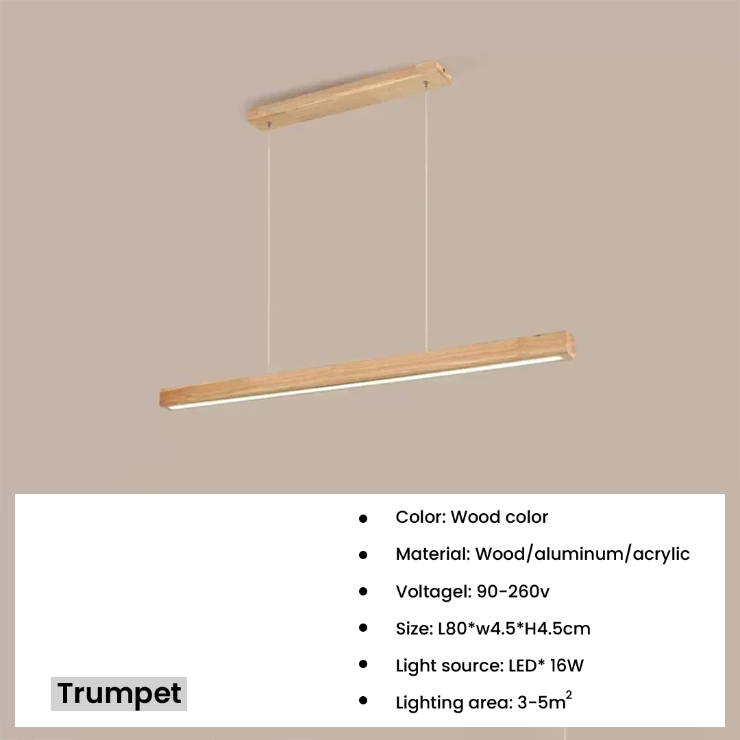 Senomi Modern wooden Long Strip LED Pendant Light