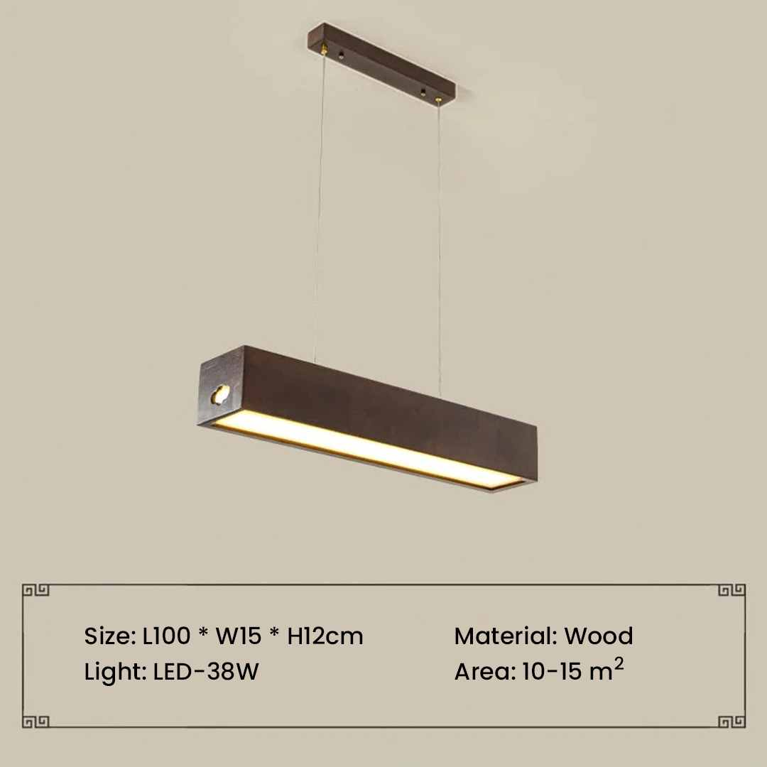 Seoul Modern LED Wood Rectangular Chandelier Light