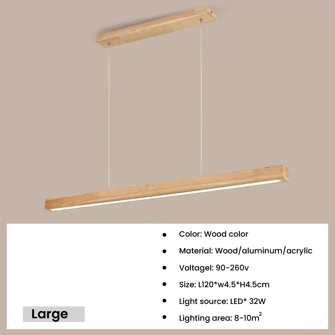 Senomi Modern wooden Long Strip LED Pendant Light