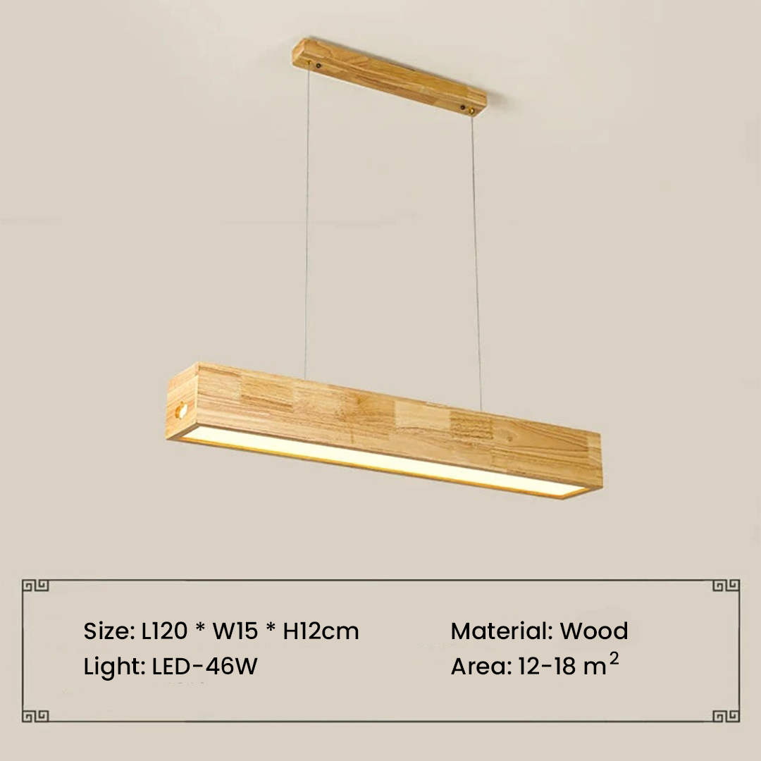 Seoul Modern LED Wood Rectangular Chandelier Light