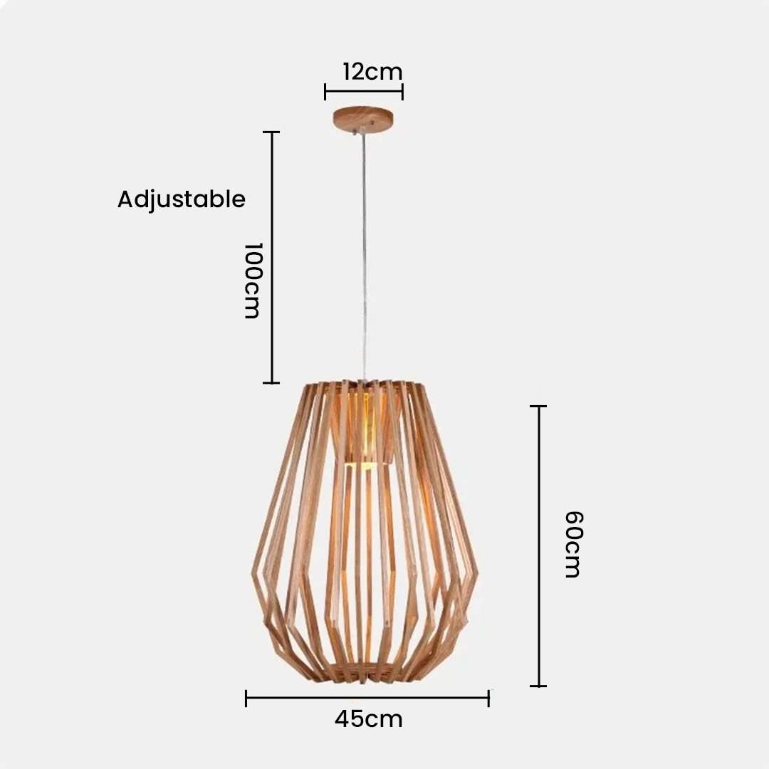 Artsy Solid Wood Cage Chandelier Pendant Lamp