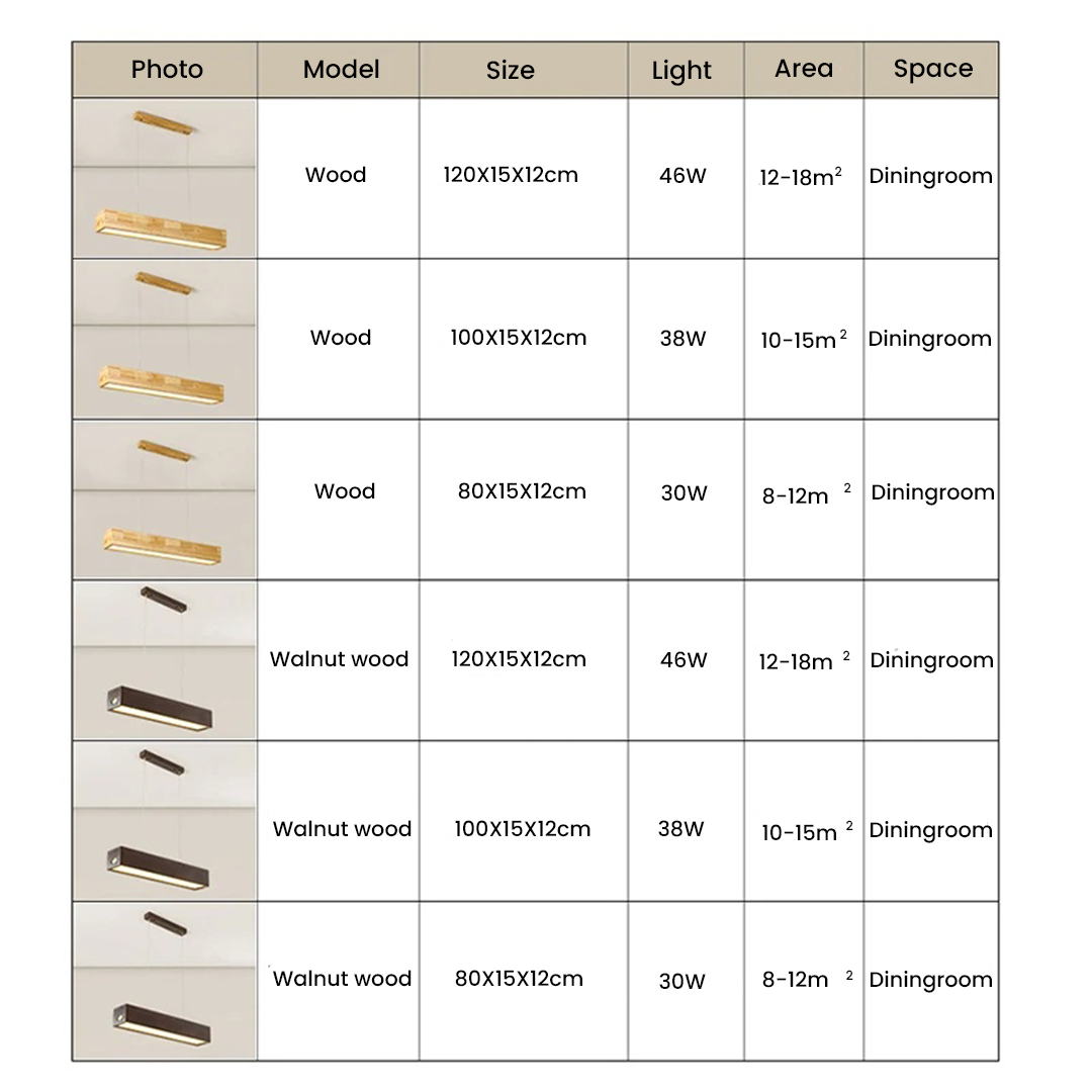 Seoul Modern LED Wood Rectangular Chandelier Light