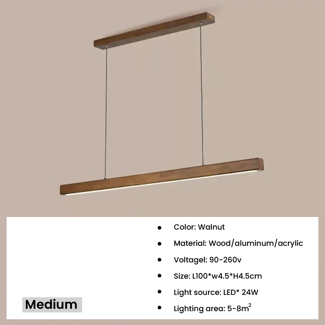 Senomi Modern wooden Long Strip LED Pendant Light