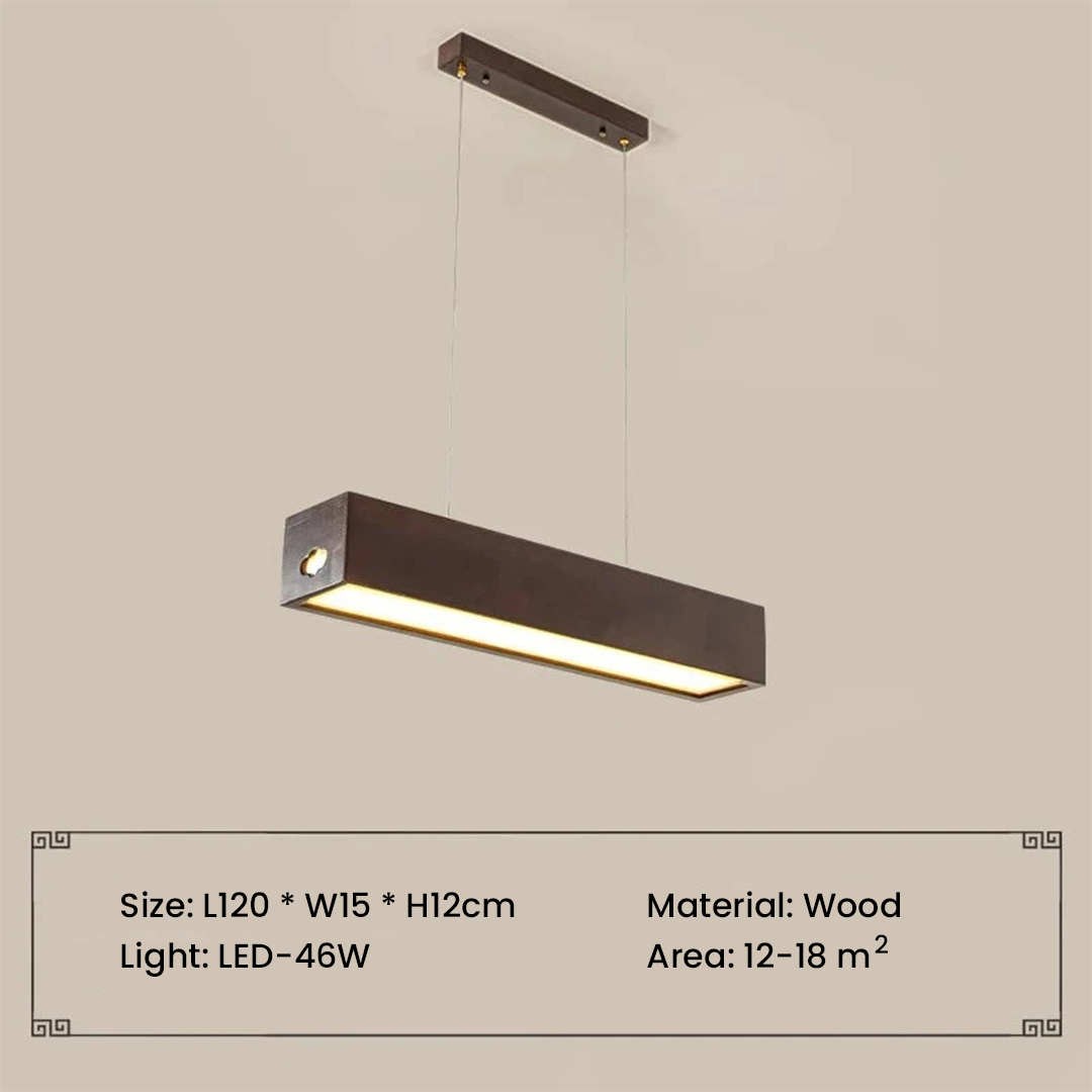 Seoul Modern LED Wood Rectangular Chandelier Light