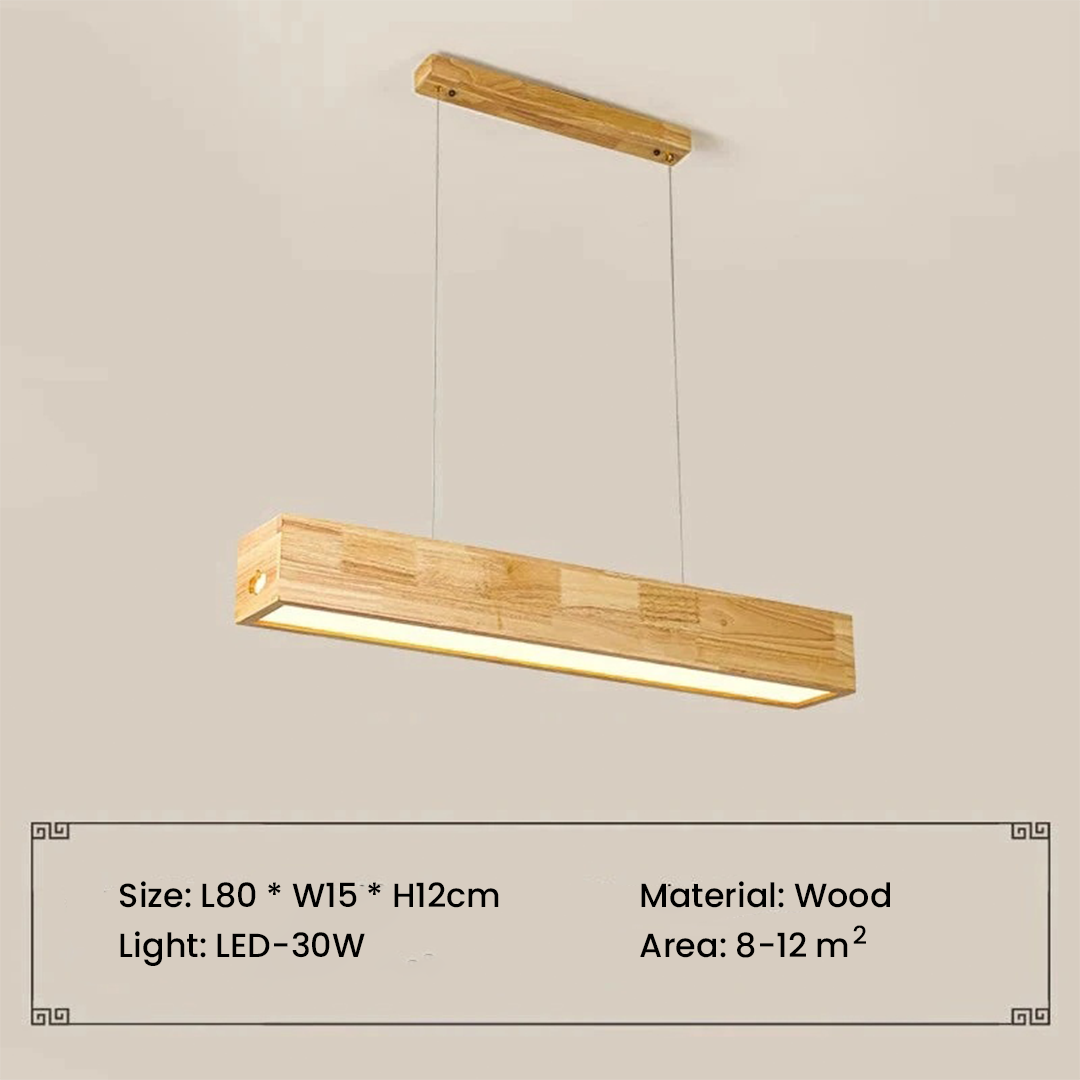 Seoul Modern LED Wood Rectangular Chandelier Light