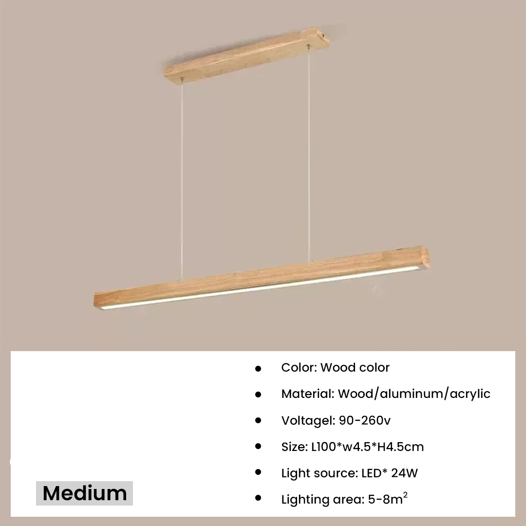 Senomi Modern wooden Long Strip LED Pendant Light