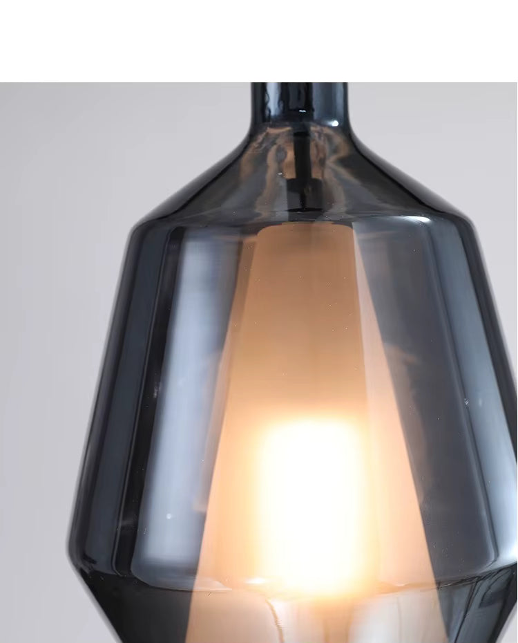 Modern Simple Creative Coloured Glass Hanging Line Chandelier