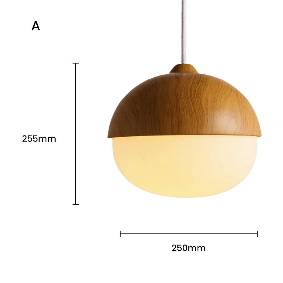 Nordic Nut Wood Grain Glass Pendant Lamp