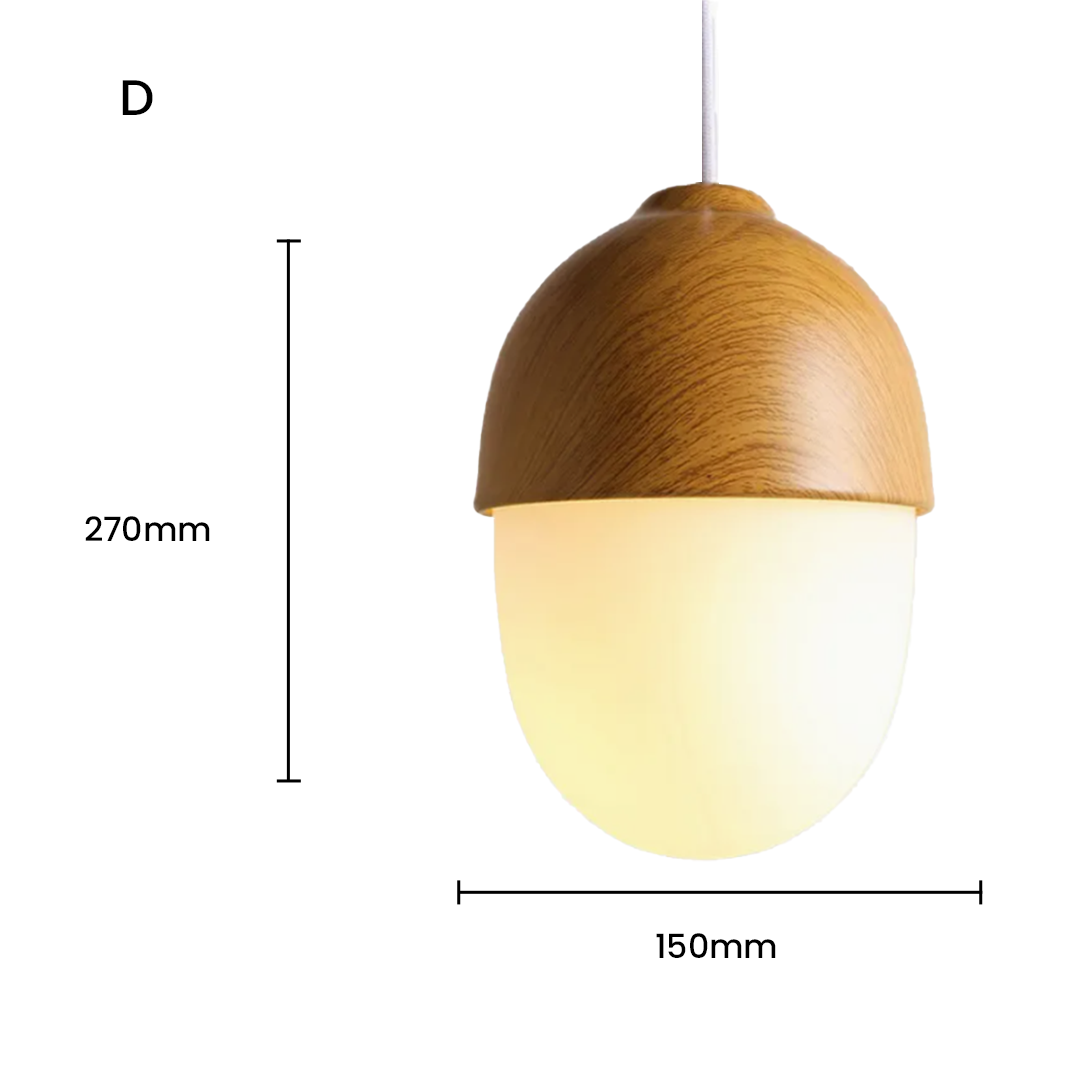 Nordic Nut Wood Grain Glass Pendant Lamp