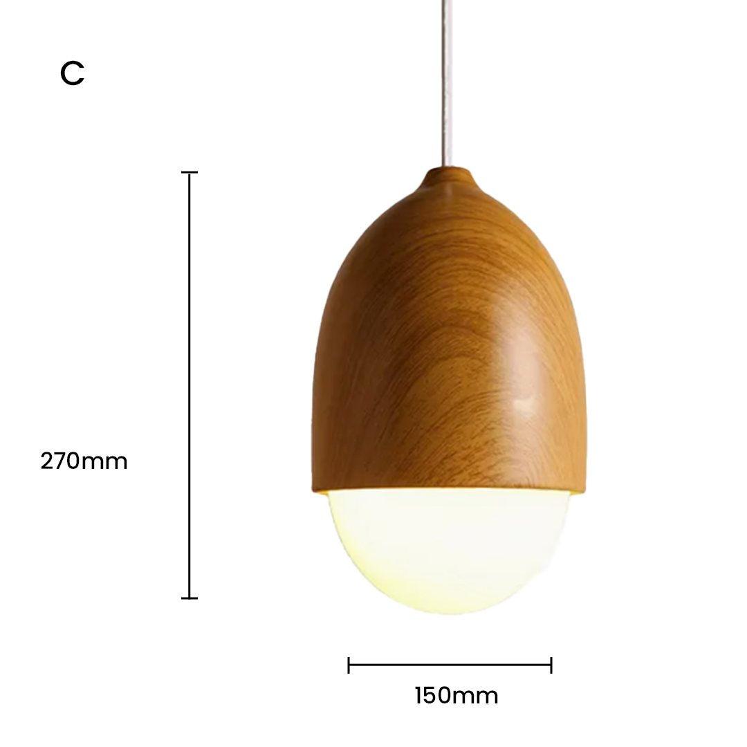 Nordic Nut Wood Grain Glass Pendant Lamp