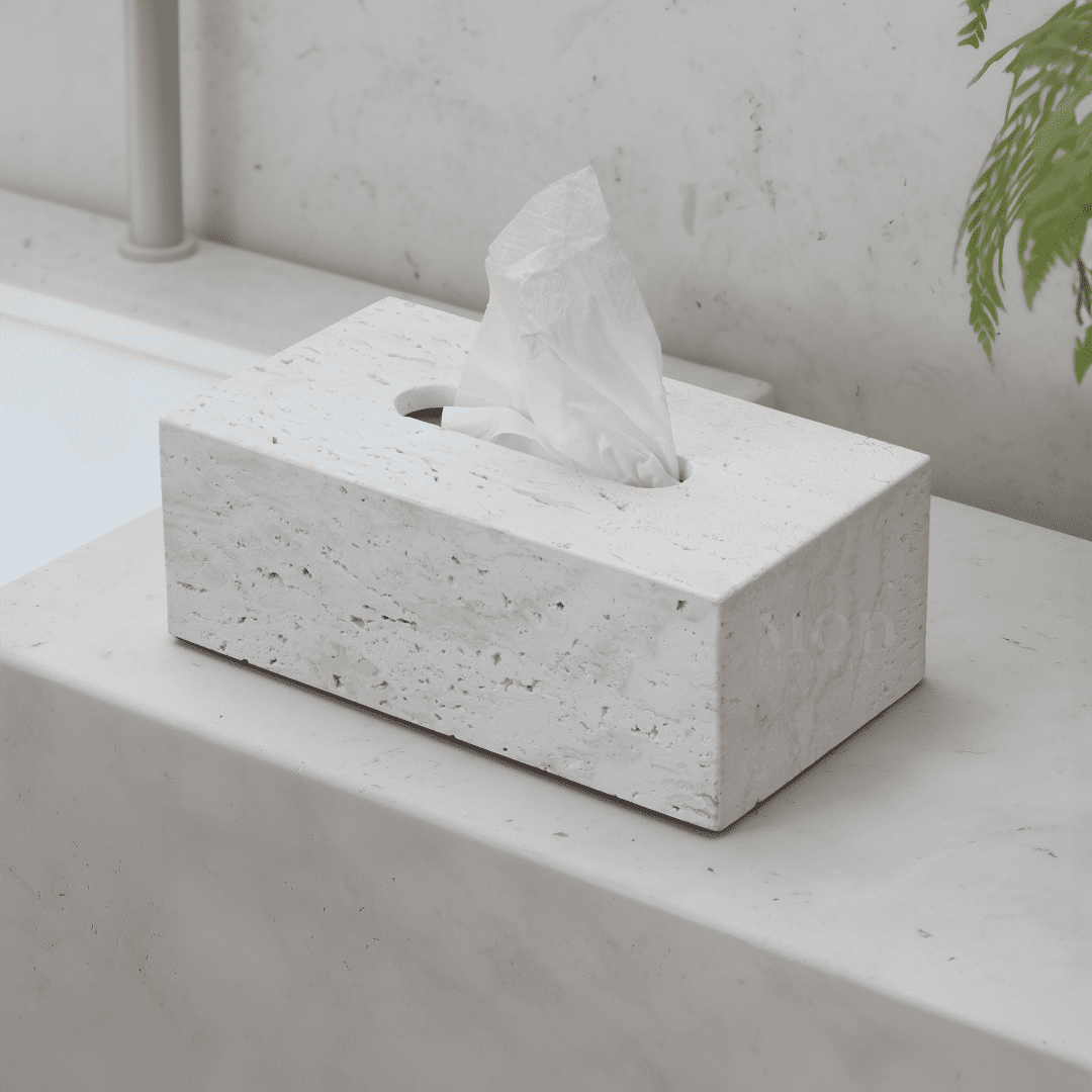 Alabaster Travertine Stone Tissue Box