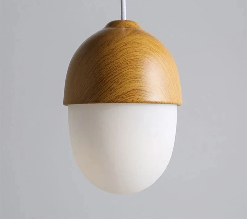 Nordic Nut Wood Grain Glass Pendant Lamp