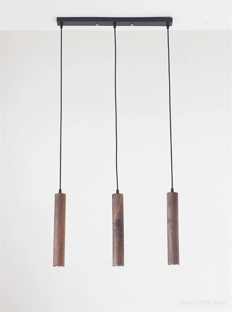 Lava Walnut LED Wood Pendant Hanging Lamp
