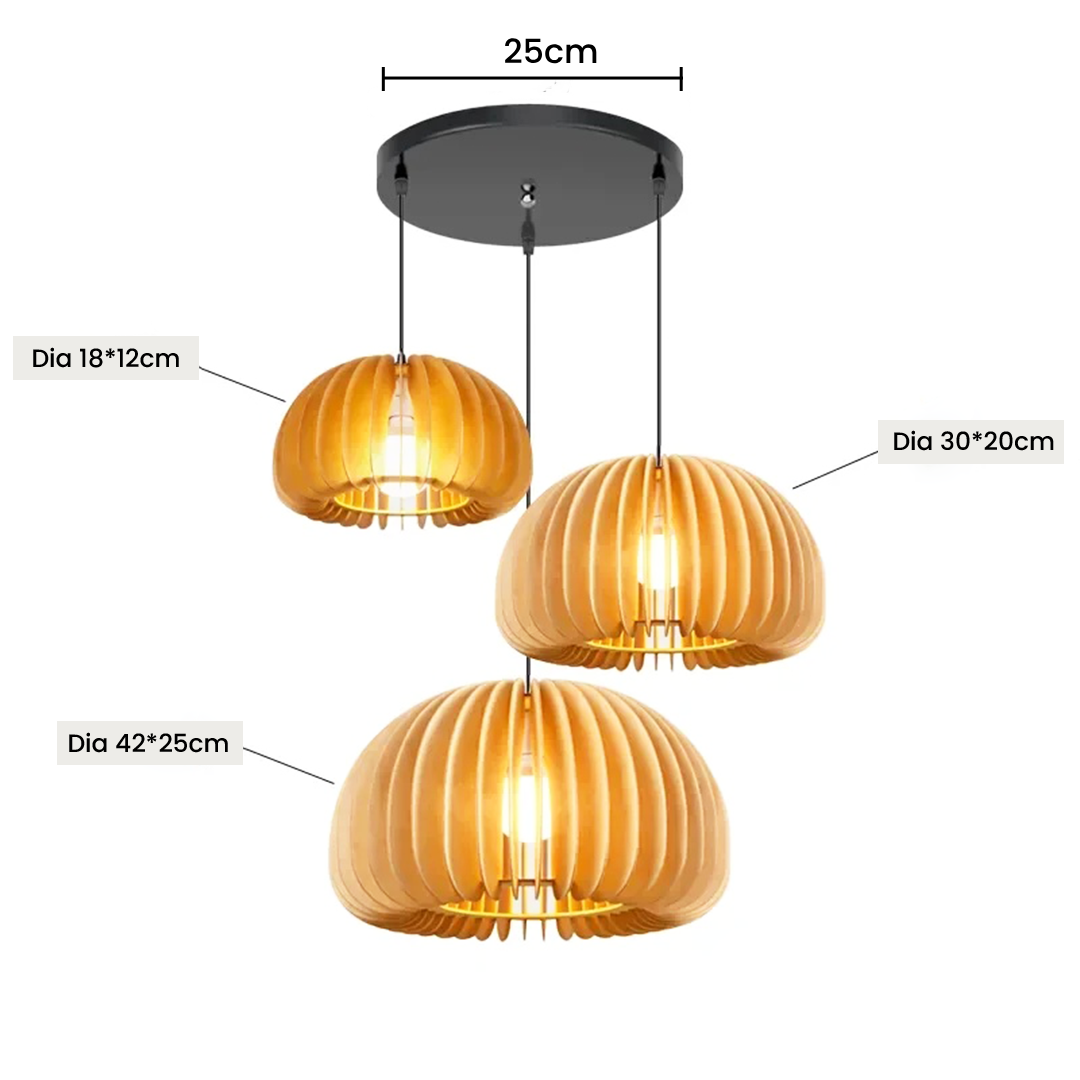 Modern Laser Cut Wood Pumpkin Pendant LED Lamp