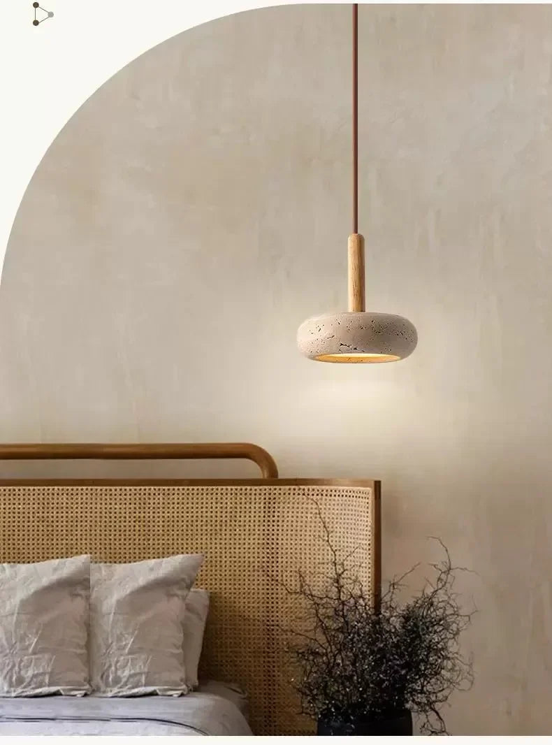 Travertine Decorative Stone Wabi-Sabi Lamp Light for Living Room Bedroom