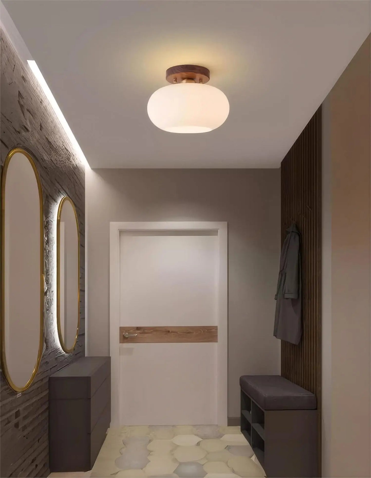 Walnut Wood Wabi-Sabi Ceiling Light