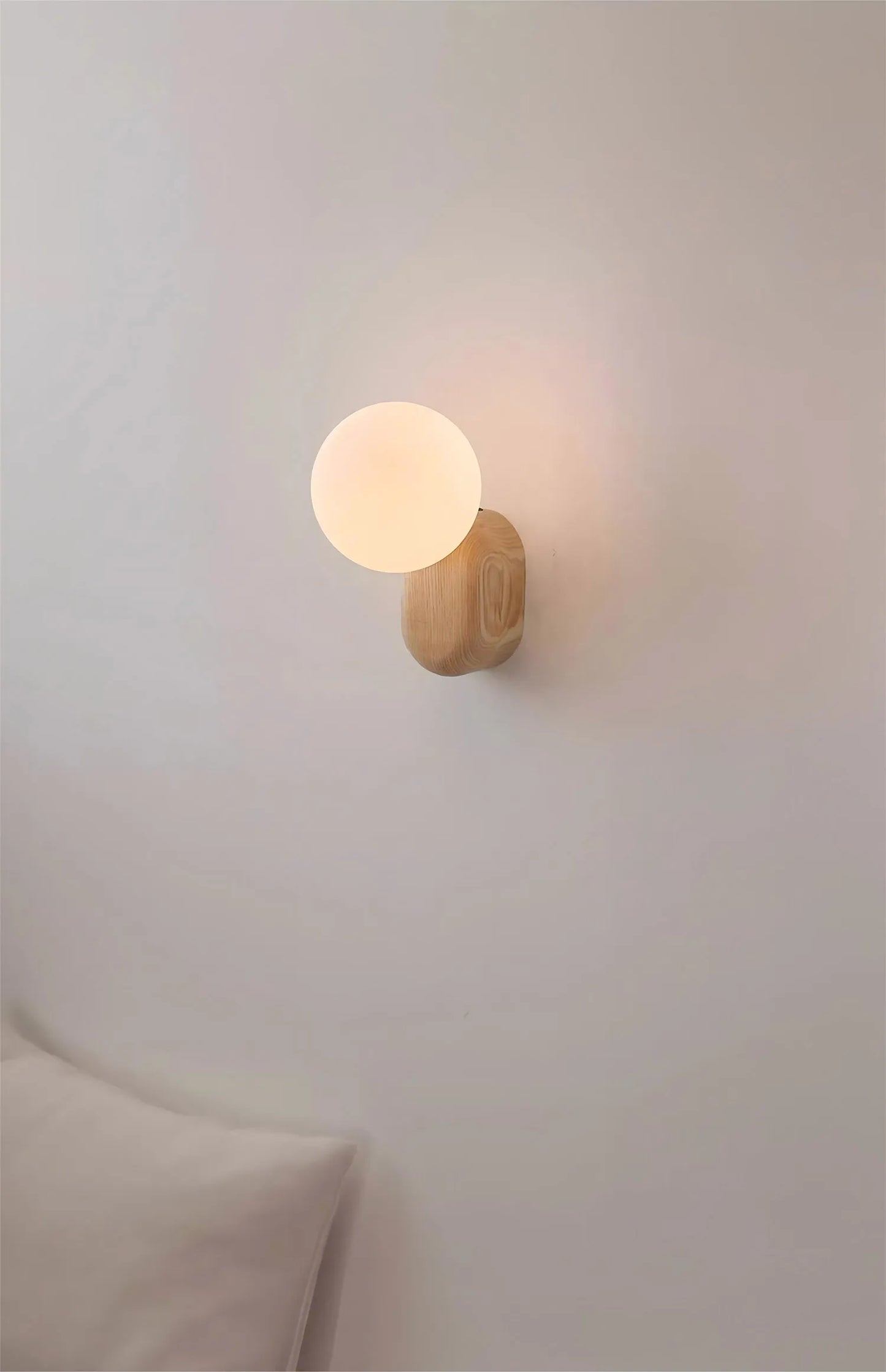 Spherical Glass Wooden Modern Wall Sconce Light