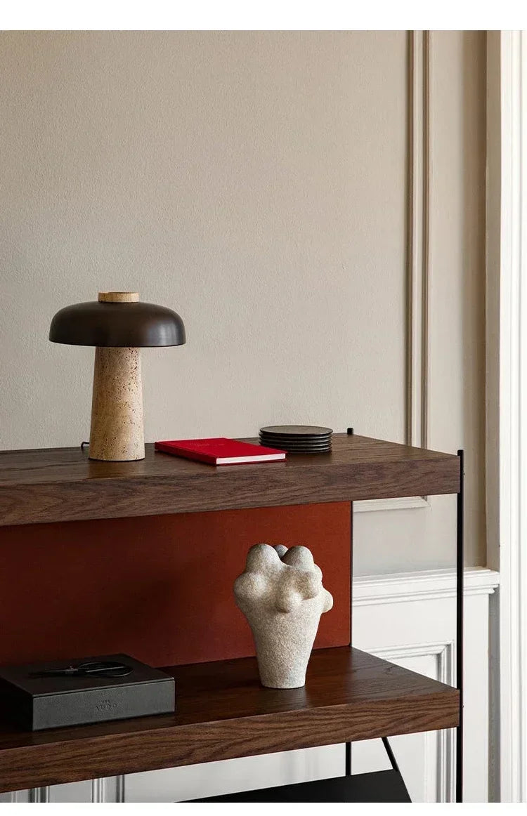 Danish Yellow Cave Stone Mushroom Table Lamp
