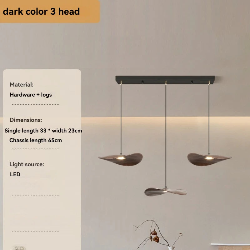 Solid Wood Walnut Leaf Multi-Head Combination Retro Style