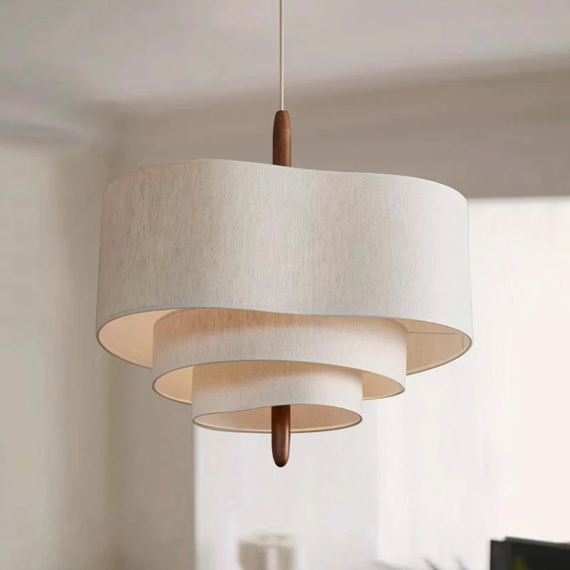 Nordic Minimalist Wabi-Sabi Fabric Chandelier Lamp Fixture