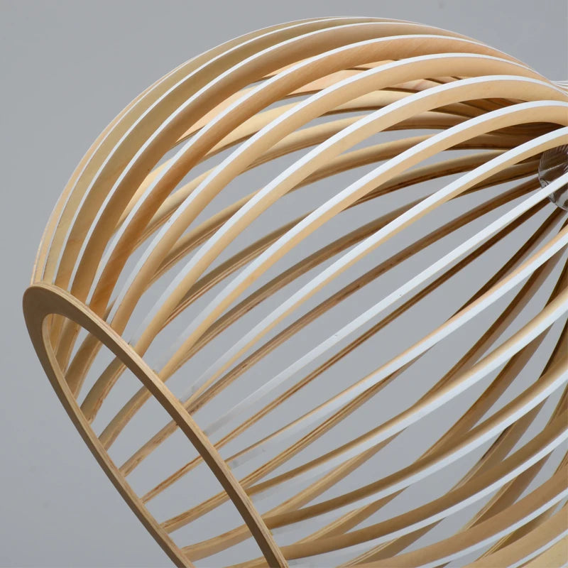 Nordic Wood Birdcage Pendant Light