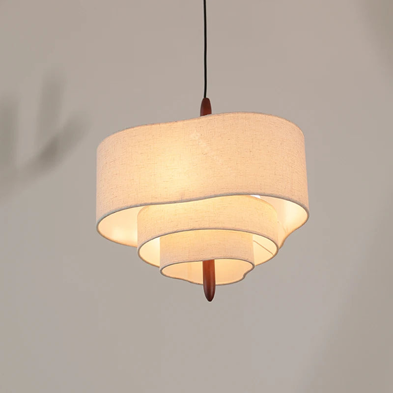Nordic Minimalist Wabi-Sabi Fabric Chandelier Lamp Fixture