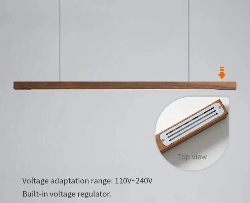 Nordic Wood Pendant LED  Strip Hanging Celling Lamp