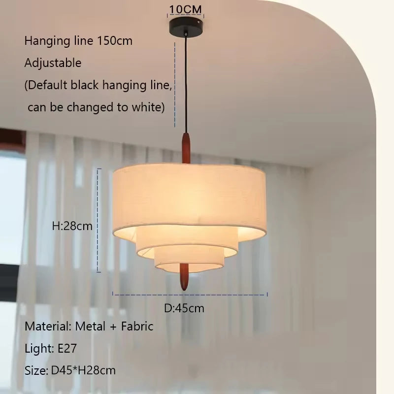 Nordic Minimalist Wabi-Sabi Fabric Chandelier Lamp Fixture