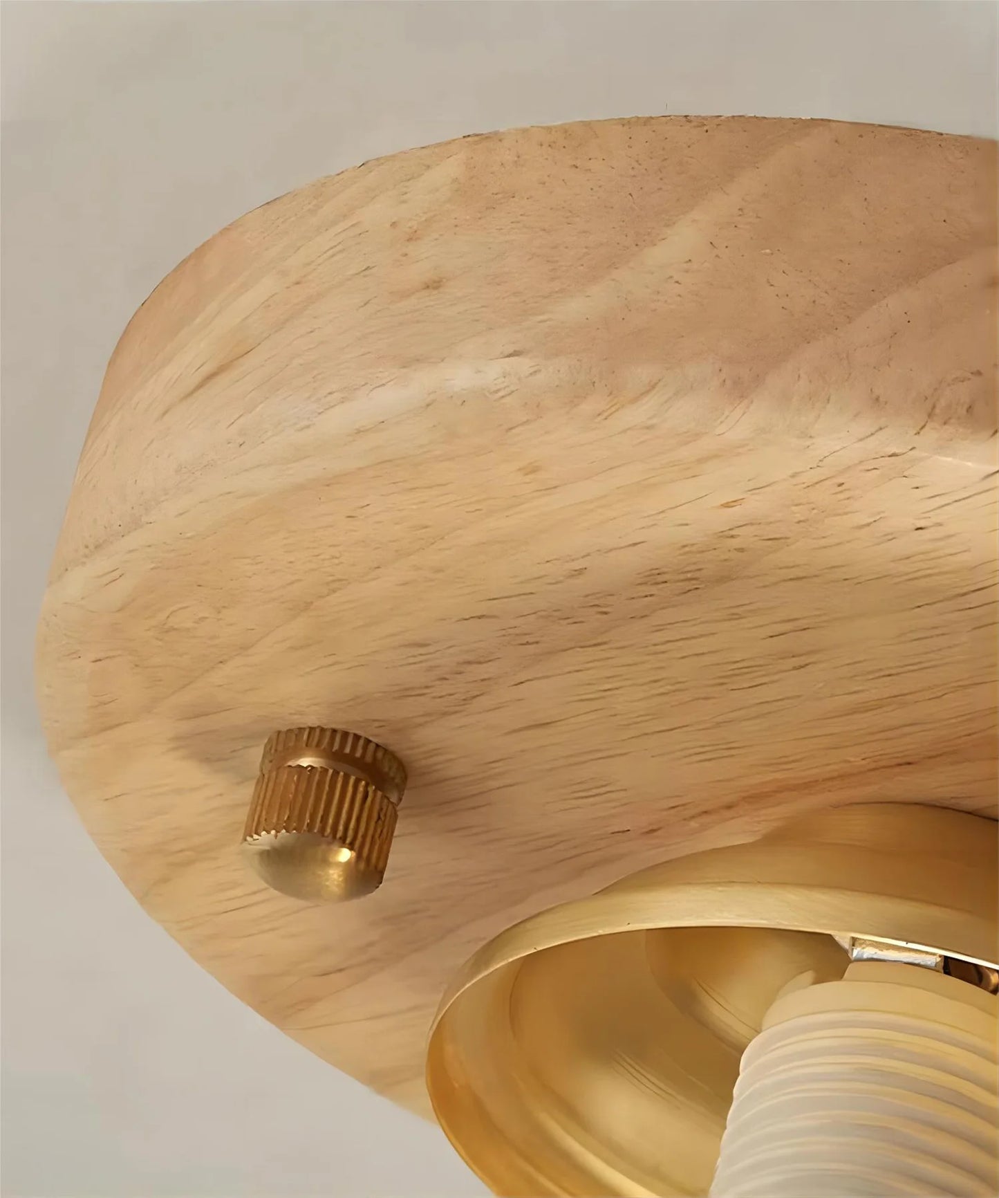Walnut Wood Roll Molded Pumpkin Flush Ceiling Light