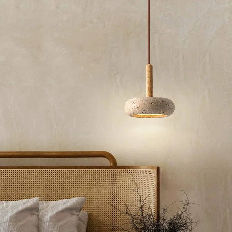 Travertine Decorative Stone Wabi-Sabi Lamp Light for Living Room Bedroom