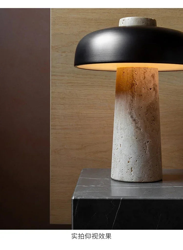 Danish Yellow Cave Stone Mushroom Table Lamp