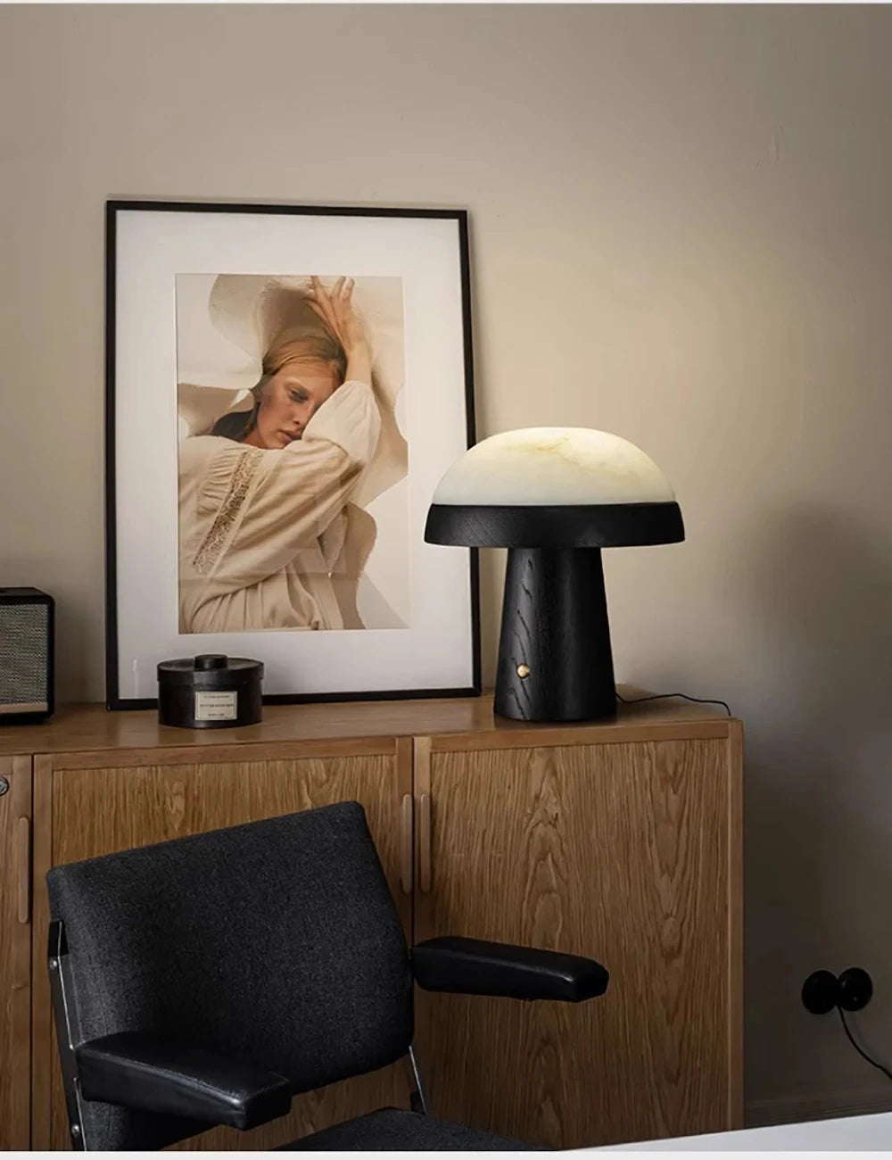 Creative Light Luxury Wood+Marble Table Lamp