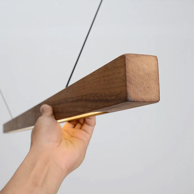 Nordic Wood Pendant LED  Strip Hanging Celling Lamp