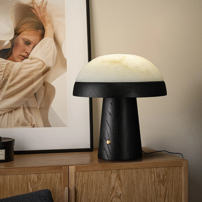 Creative Light Luxury Wood+Marble Table Lamp