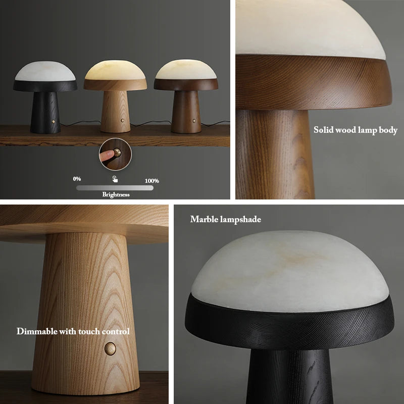 Creative Light Luxury Wood+Marble Table Lamp