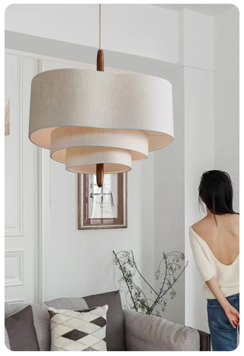 Nordic Minimalist Wabi-Sabi Fabric Chandelier Lamp Fixture