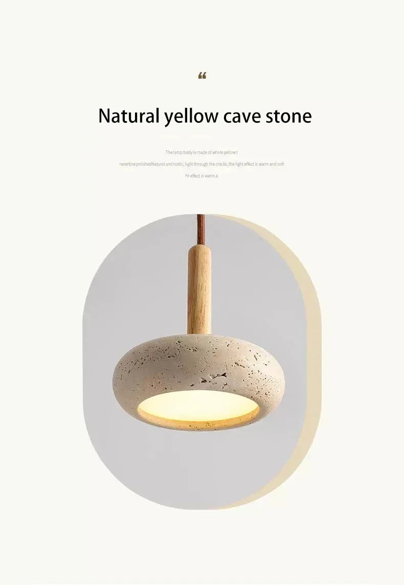 Travertine Decorative Stone Wabi-Sabi Lamp Light for Living Room Bedroom
