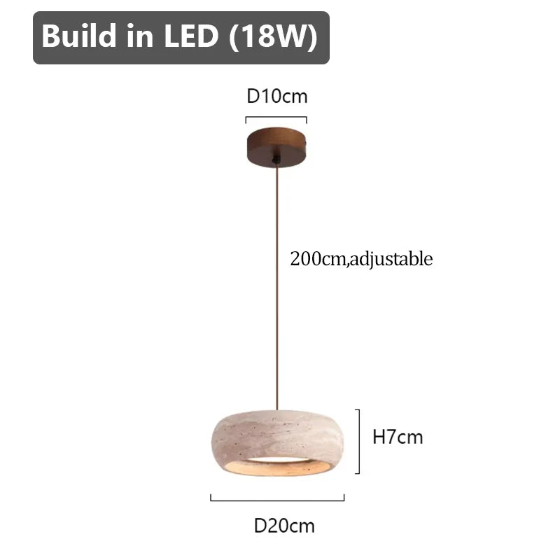 Modern Travertine Natural Yellow Stone LED Hanging Lamp