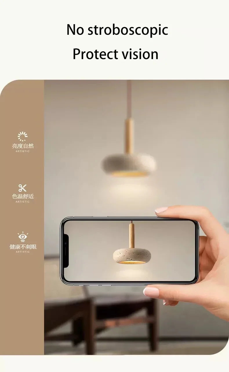 Travertine Decorative Stone Wabi-Sabi Lamp Light for Living Room Bedroom
