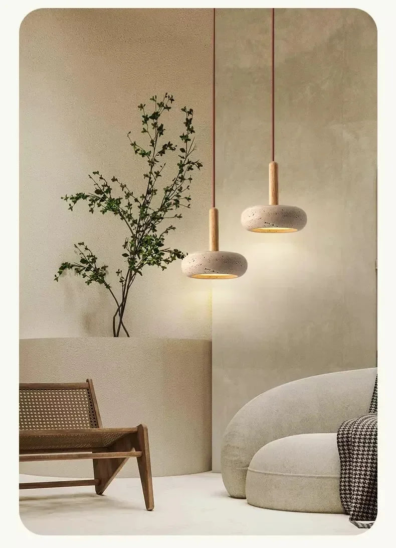 Travertine Decorative Stone Wabi-Sabi Lamp Light for Living Room Bedroom
